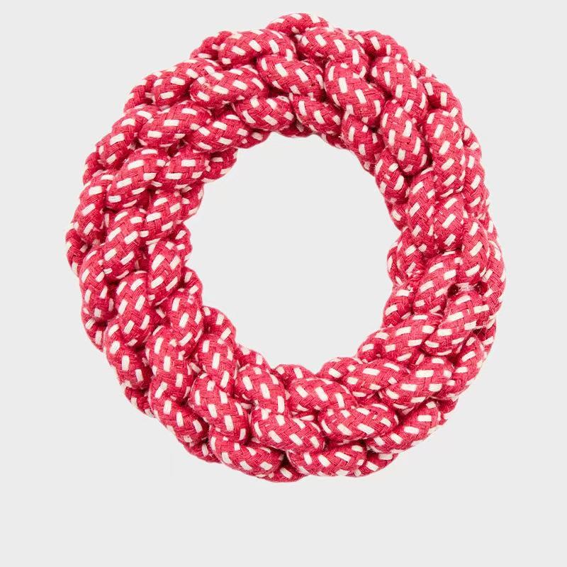 Durable Sweet Donut Dog Toy: Cotton Rope Chew for Teeth Grinding & Boredom Relief, Interactive Knot Play Pet Supplies