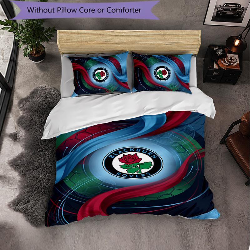 Set Biancheria da Letto Calcio Blackburn Rovers 3 Pezzi Morbido Copripiumino con Federe Set Decorazione Camera da Letto per la Casa