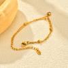 Ladies Accessories Stainless Steel Double Heart Zircon Gold Bracelet 2443