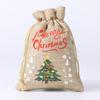 Christmas Candy Linen Bag Bundle Mouth Bag Colorful Cartoon Christmas Set Candy Gift Packaging Bag Santa Claus Gift Bags