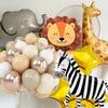 8pcs Jungle Wildlife Balloon Set 4pcs Animal Balloon (Zebra, Elephant, Giraffe, Lion) Jungle Theme Birthday Shower Decoration