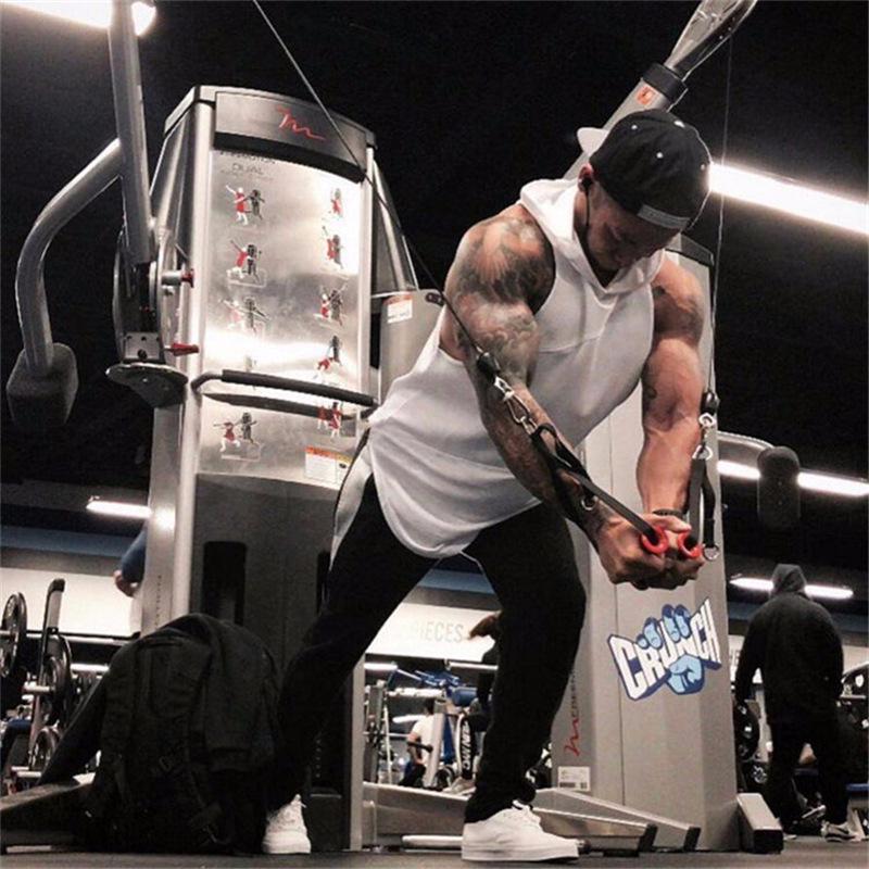 New Sports Vest Men'S Loose Summer Pure Cotton Fitness And Bodybuilding Quick Drying Sleeveless Shoulder White Base Shirt Sleeveless T-Shirt