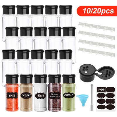 5/10/15/20PC Frascos para especiarias Saleiro e Pimenteiro Tempero Jar organizador de especiarias Plástico Churrasco Condimento Utensílio de Cozinha Ferramenta