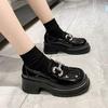 British Wind and Water Diamond Single Shoes New Spring Muffin Small Leather Shoes Thick Soles Increase