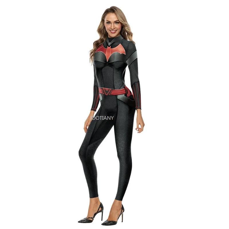 Dámské sexy zentai obleky s potiskem superhrdiny, cosplay kombinéza, punkový robotický body, catsuity, halloweenský karnevalový party jevištní převlek
