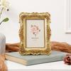 Antique Gold Carved Picture Frame With Ornate Florals Embossed For Wall Hanging Or Tabletop Decoration Photo Display