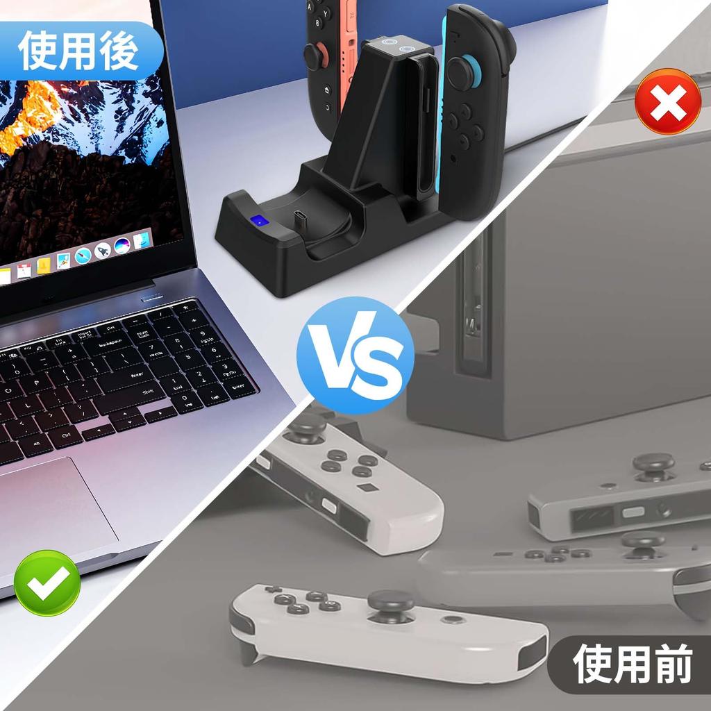 New Charging Dock for Switch 2 Pro Controller Charging Fast Simultaneous LED Charging Overcharge USB Portable 3-in-1 & Joy-Con Controllers, Joy-Con