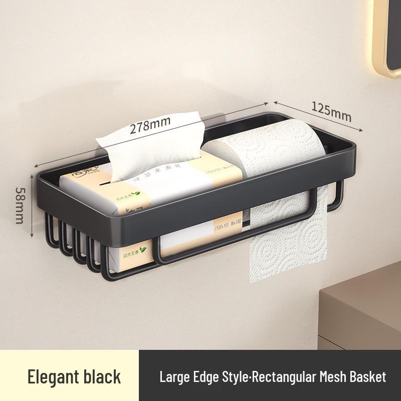 Rustproof Carbon Steel Wall-Mounted Drainage Shelf - Waterproof, Punch-Free, Multifunctional Bathroom Storage
