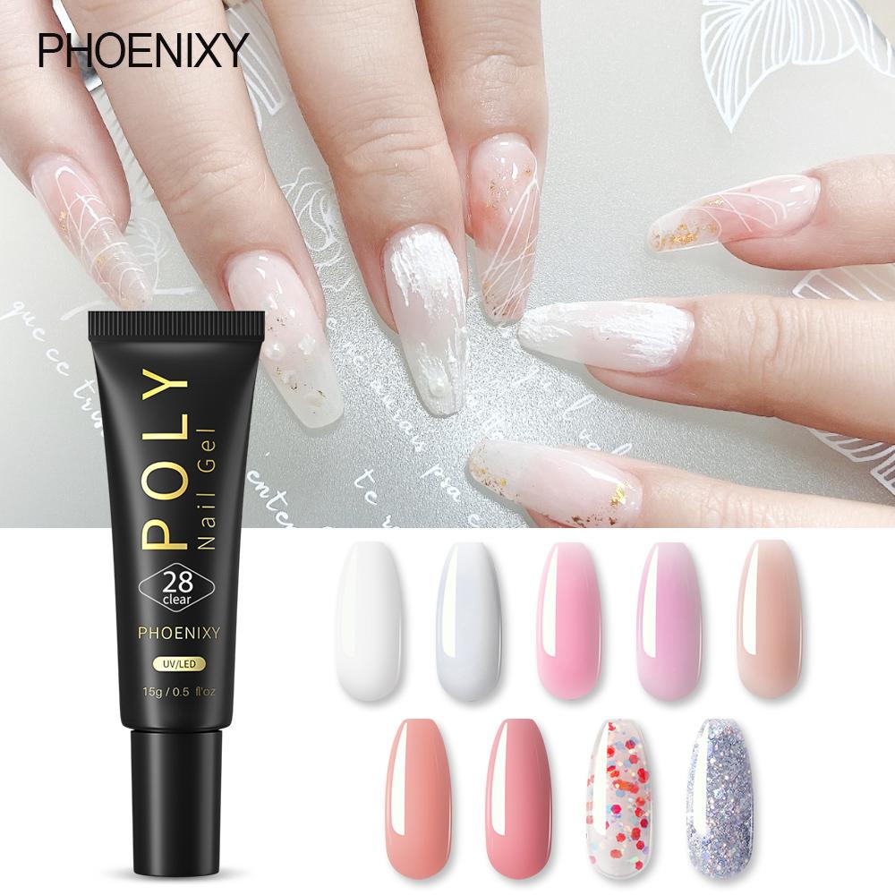 PHOENIXY Gel Nail Polish Varnish Kit with 36W Nail Dryer Lamp Poly Extension Gel Nail Art Manicure Tools Soak-off UV LED Gel Set