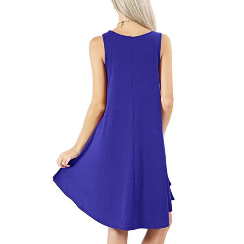 Rochie de vară pentru femei, fără mâneci, cu buzunar, vestă casual, cu tiv pentru tricou