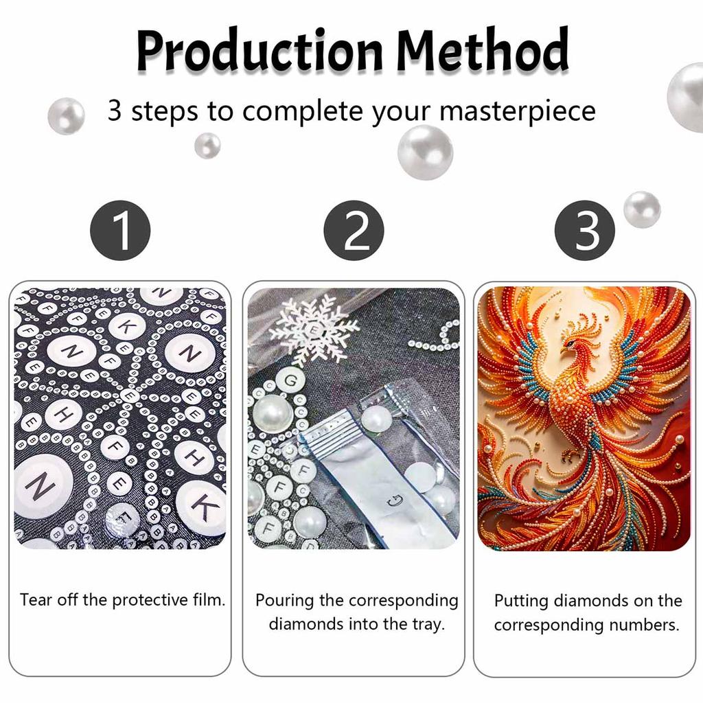 5D DIY Pearl Diamond Painting Kit Mythical Phoenix Full Drill Embroidery Mosaic Art Home Wall Decor Gift
