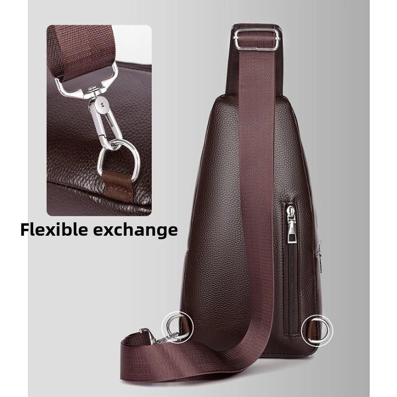 Men's PU Leather Chest Bag - Large Capacity Crossbody Sling Bag,Shoulder Bag, Adjustable Shoulder Strap for Travel & Outdoor Use