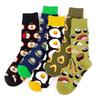 5Pairs Cotton Cartoon Short Socks Cheese Cookies Patchwork Mid Tube Socks Ankle Hosiery Breathable Food Pattern Socks Spring