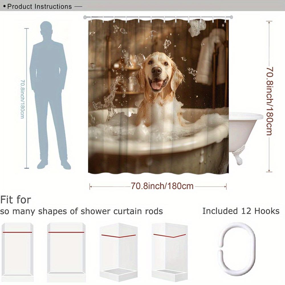 Waterproof Dog Bath Shower Curtain Novelty Pet Lover Decor Bathroom Screen for Cute Puppy Bubble Bath Fun Home Accessory