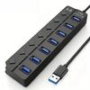 LED Göstergeli, Bağımsız Anahtar Kontrollü 4/7 Portlu USB 3.0 Hub (Dizüstü Bilgisayar, Flash Bellek, Sabit Disk, Yazıcı, Kamera, Klavye için)