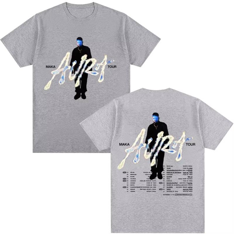 Rapper Maka Aura 2025 Concert Tour Merch Tshirts Unisex Women Fashion Vintage Tshirt Casual Cotton Short Sleeve Tshirt Streetwear
