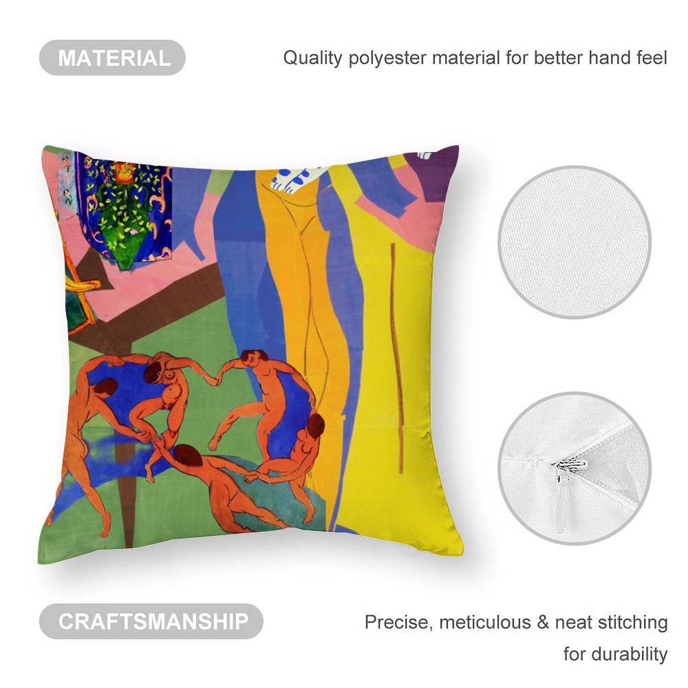 H-Henri M-Matisse Painting Pillow Case Home Double-Sided Printing Short Plush Colorfast Microfiber Cushion Cover