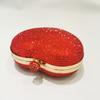 WHTUOHENG Red/Silver Heart Shape Mini Purse for Women Crystal Embellished Diamond Bridal Clutch Luxury Party Dinner Lady Handbag
