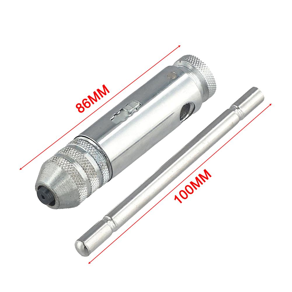 Manual 6pcs Adjustable T Handle Ratchet Tap Wrench Set with to M8 Taps Steel Holder for Precision Tapping Work