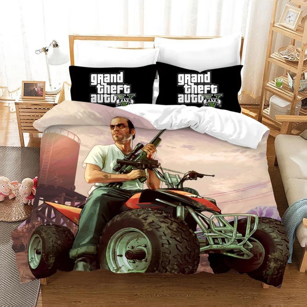 Grand Theft AutoGameDuvet Cover  Children's Birthday Gift with Zip Room Decor for Teenagers Adulte  Microfibre Duvet Cover