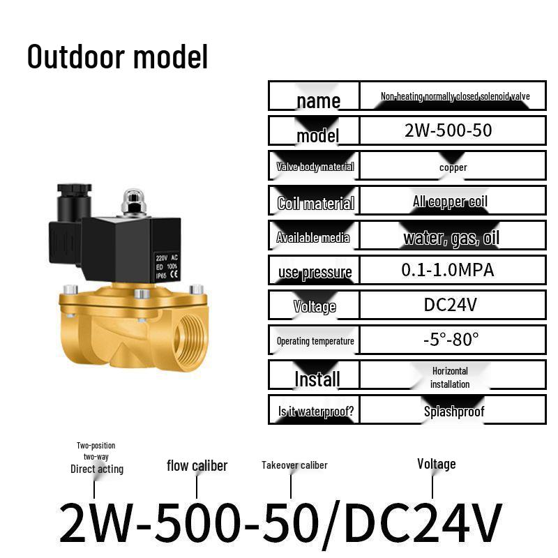 Válvula Solenoide Eléctrica - 1 Pulgada, 4 Puntos, Normalmente Cerrada, 12V/24V/220V Control de Agua y Drenaje