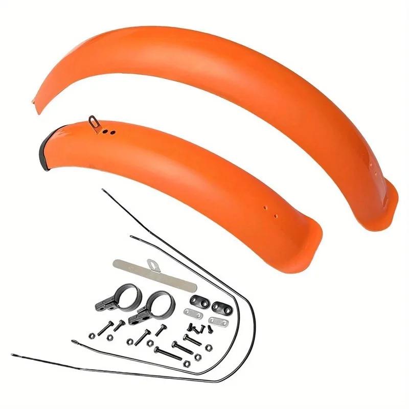 Bike Mudguard Front Rear Set Components for Mountain Bike Traveling Outdoor Orange.