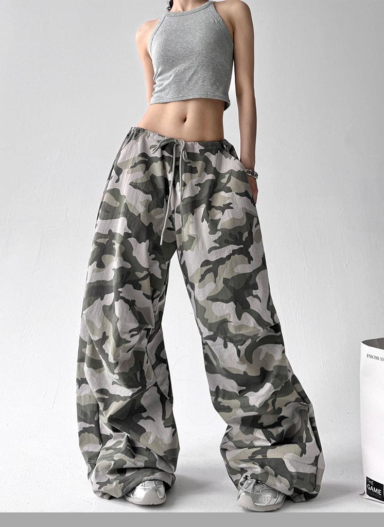 American Retro Camouflage Wide-leg Pants Women's Summer New Loose Chic Wear Casual Overalls