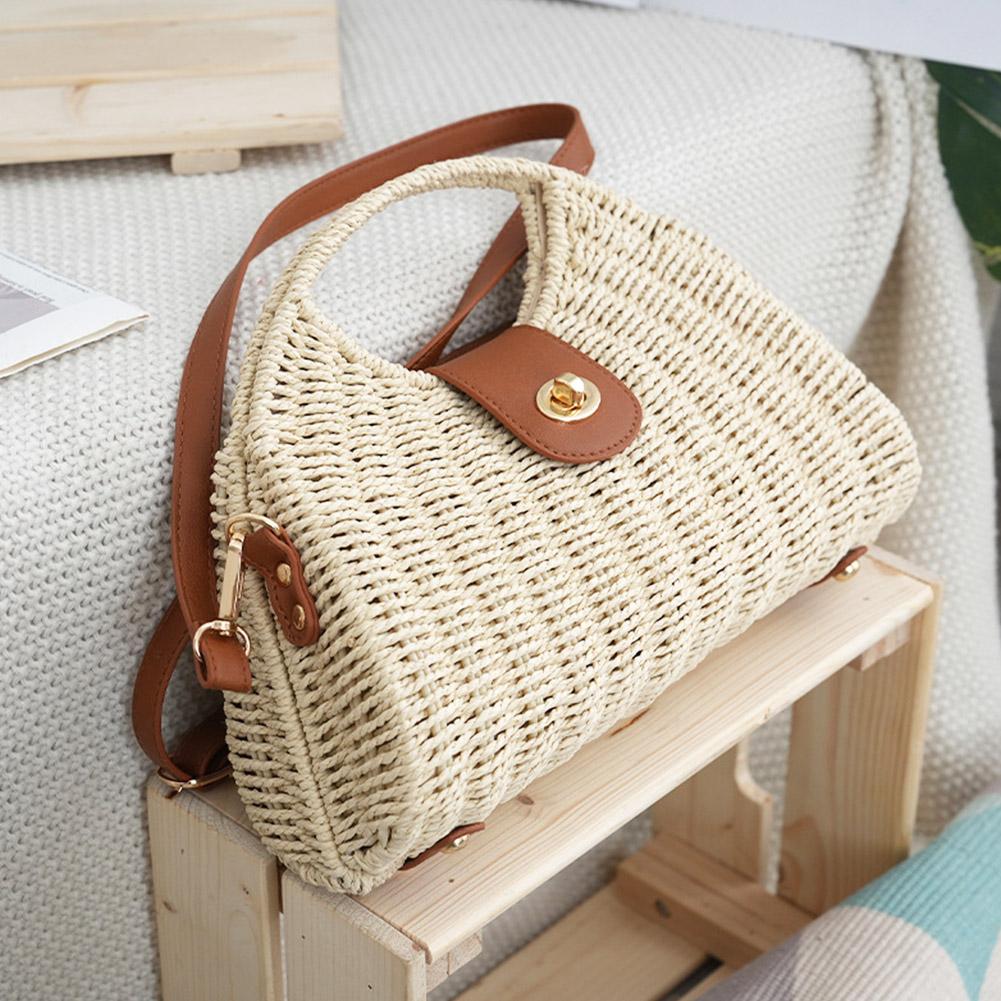 Women Crossbody Bags Summer Woven Shell Female Holiday Straw Handmade Casual Lady Elegant Tote D8W1