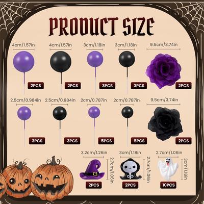 44 db Halloween Torta Díszek Wednesday Addams Torta Mini Lufik Rózsaszín Virág Szellem Topper Gótikus Torta Díszek