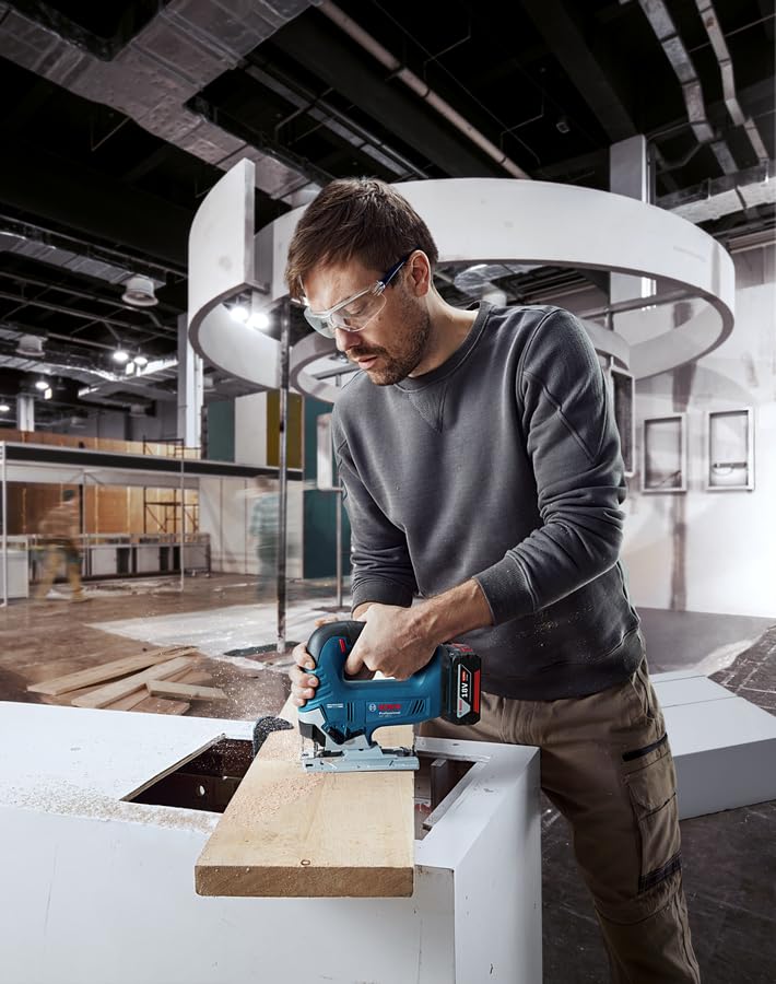 Bosch Professional 18V Akku-Stichsäge Gehäuse 1 Gratschutz Staubabsaugung Staubabsaugung Sechskantladegerät verkauft (nur Hauptteil, L-BOXX136N, Inlay, Klinge, Führung,