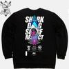 DOLDOL Shark Dog_Mtm-126 Shark Dog Surfing Hawaii Character Graphic Graffiti Design Sweatshirt Long Sleeve