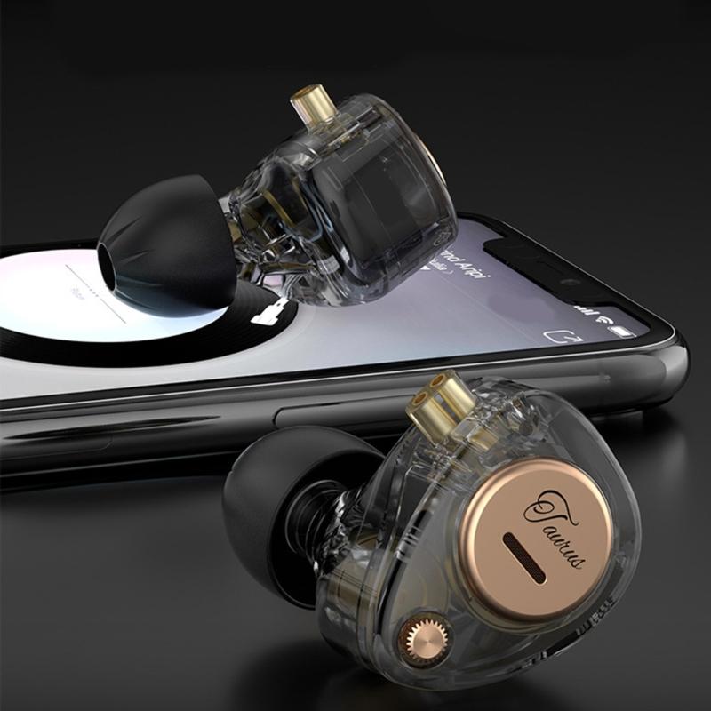 Taurus Double Dynamic Driver Cord Headphones Powerful Bass with Double-Microphones in Ear Monitor Earphones