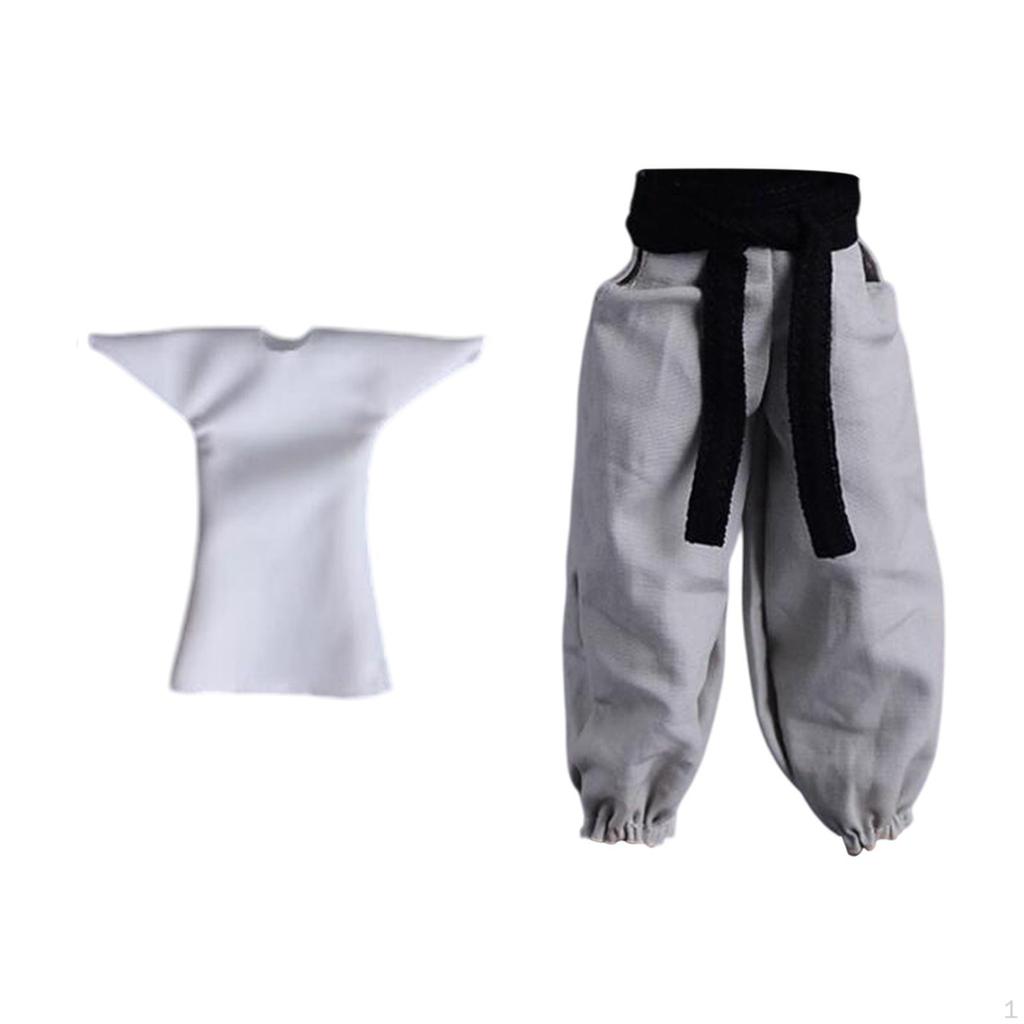 1/12 Male Doll Pants with Belt Casual Dress Up Loose Trousers Mini Long Pant for 6 Inch Action