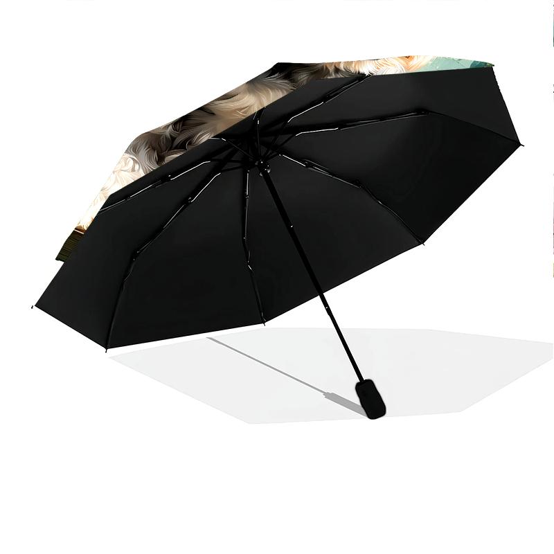 Pink Schnauzer Pattern, Automatic Folding Umbrella, Portable and Foldable Design, 8 Ribs, a Christmas or Birthday Gift.