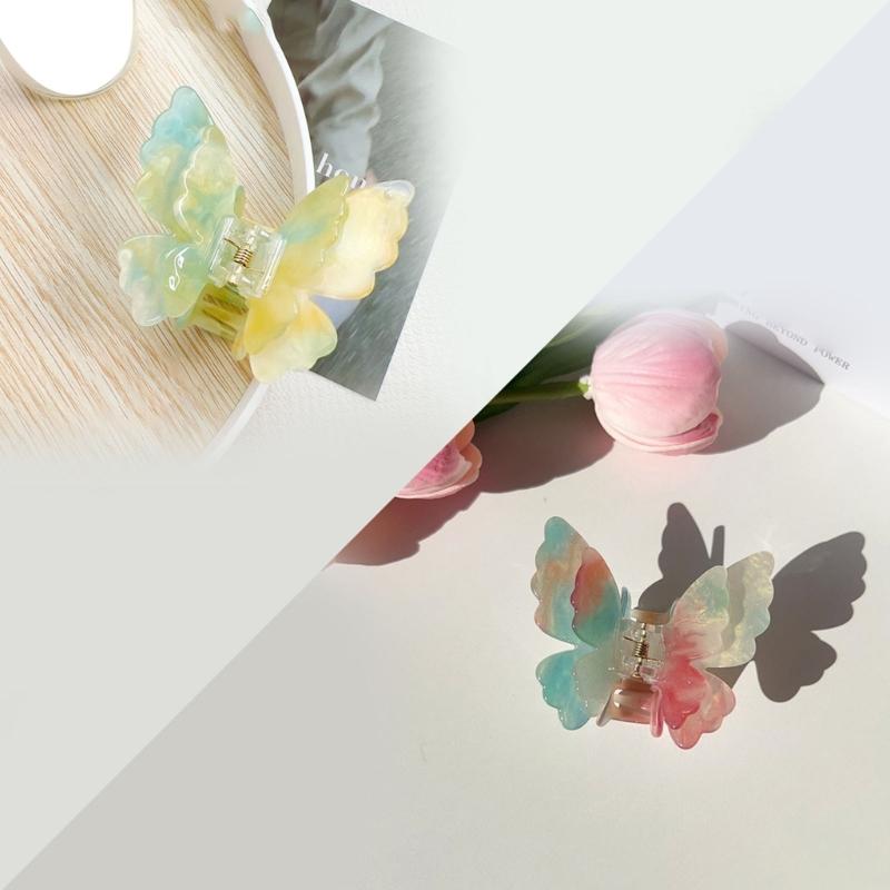 Sophisticated Double Layer Butterfly Hair Clip Claw for Women Modern Hair Styling Tool Complements Various Hairstyles