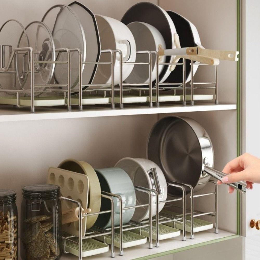 Rustproof Cookware Storage Rack Space Saving Pot Lid Rack Chopping Board Organizer  Restaurant