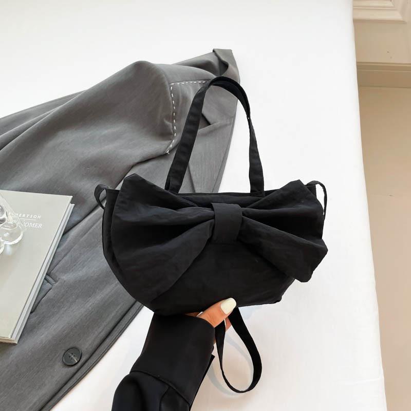 

High-end aesthetic bow handbag summer new niche design commuter shoulder messenger bag чёрный