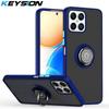 KEYSION Fashion Matte Clear Phone Case for Honor X8 Transparent Shockproof Ring Stand Phone Back Cover for Huawei Honor X30i