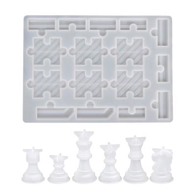 1 Set Checkers Board Silicone Mold 3D Chess Crystal Epoxy Casting Mold for Family Party Board Games Home Decoration