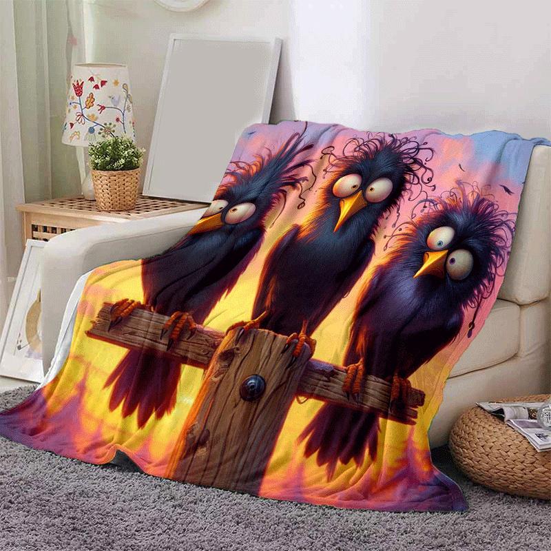 

1pc Bird Printing Lightweight Flannel Blanket, Comfortable and Warm Blanket, for Camping Sofa Bed and Couch Office, in All Seasons 130cmx150cm