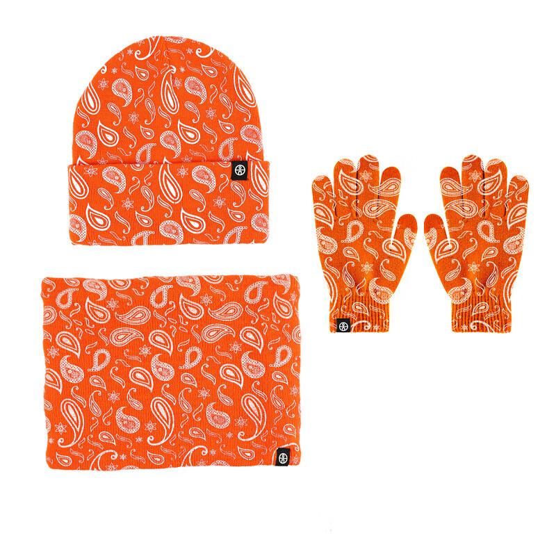 Autumn/Winter Paisley Knitted Hat, Scarf & Gloves Set