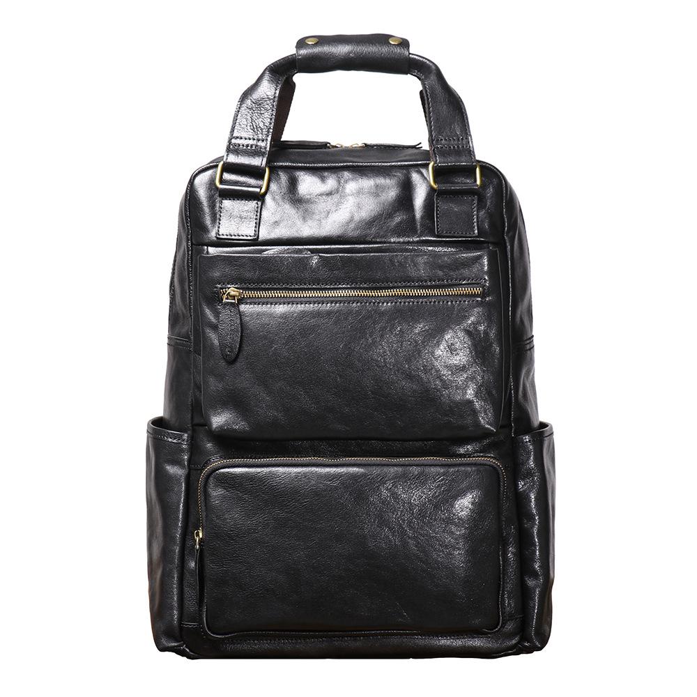 Herren Leder Multifunktionsrucksack Rindsleder Outdoor Reise Bergsteigen Großer Rücken 16 Zoll Computertasche