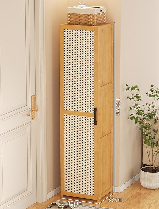 Shoe Storage Cabinet with 6-Tier Adjustable Shelves, Wooden Free Standing Shoes Rack for Farmhouse Living Room Entryway