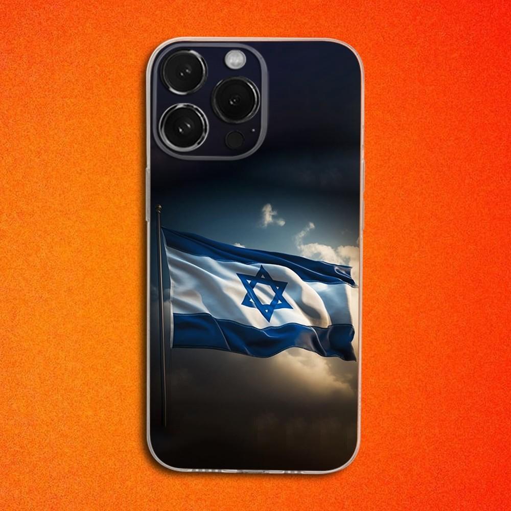Star David I-Israel Flag Phone Case For iPhone 16,15,14,13,12,11 Plus,Pro,Max,XR,XS,X,Plus,SE,Mini Transparent Soft Cover