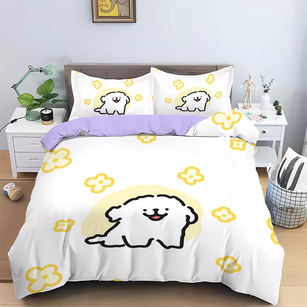 Comforter New Cartoon Puppy Bedding Set 3D Digital Printed Pug Anime Kids Adult Size