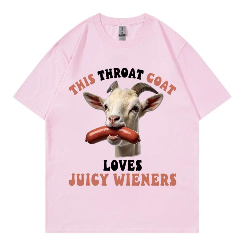 Questa Capra della Gola Ama Salsicce Succose Divertente Meme Maglietta Uomo Donna Moda Streetwear T-shirt Estiva Casual Ampia T-shirt