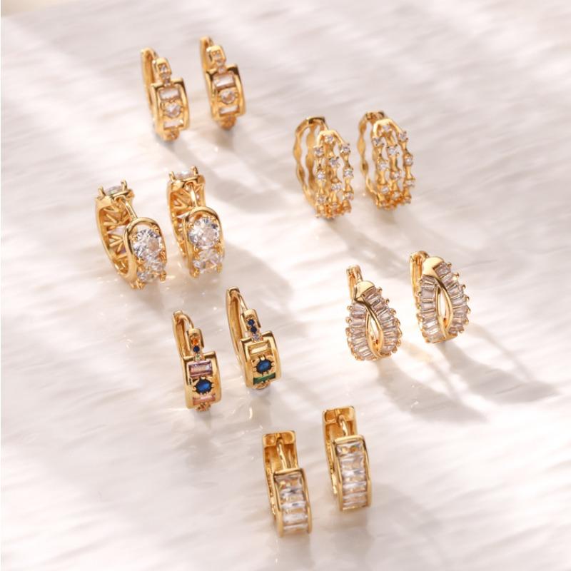 Simple and Fashionable Zircon-inlaid Ear Buckle Earrings Women's Light Luxury Temperament Versatile Earrings New