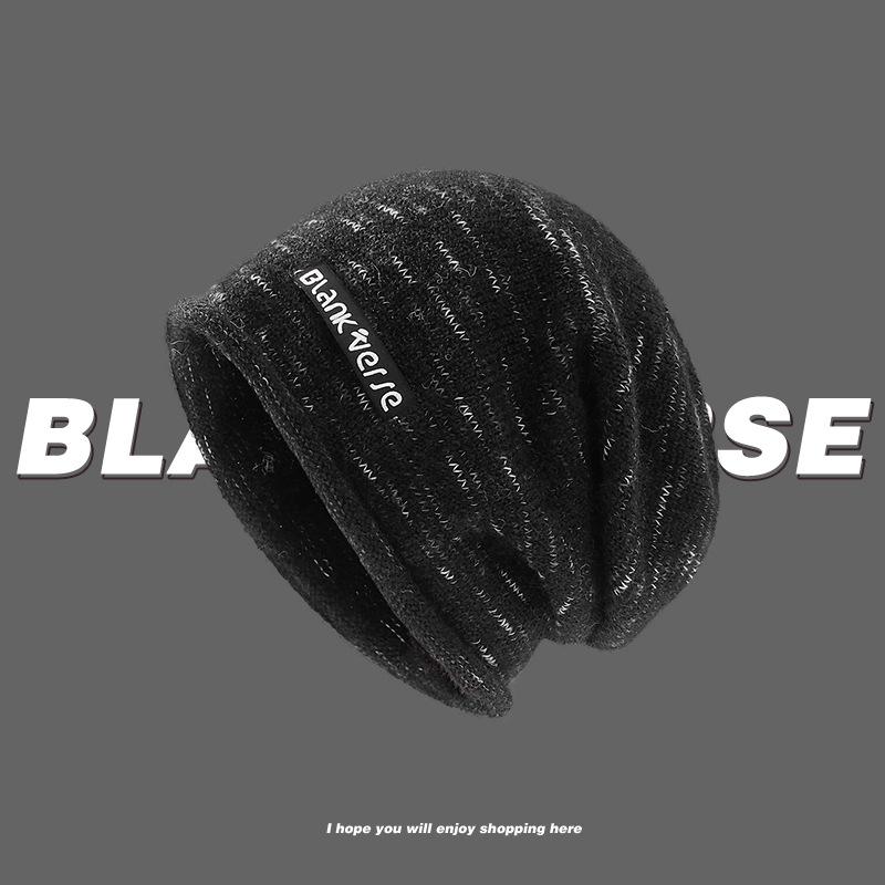 

Осенне-зимняя женская теплая шапка-бини модный тренд универсальная шерстяная шапка индивидуальность ниша мешковатая голова показывает маленькое лицо, холодная шапка чёрный