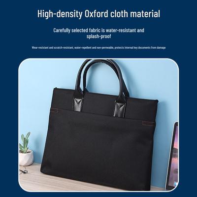 Handheld Oxford Cloth Business Document Bag, Water-Resistant, Large Capacity, Zippered Briefcase.