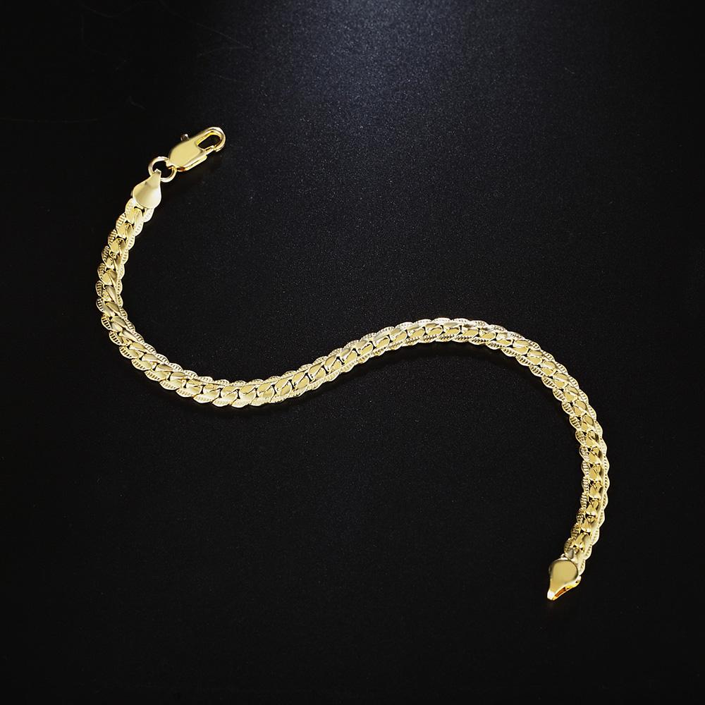 925 Sterling Silver 18k Gold Side Chain Bracelet